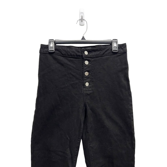 RTA Black Distressed Button Fly Jeans Crop Pants Size 29‎ - Picture 3 of 8